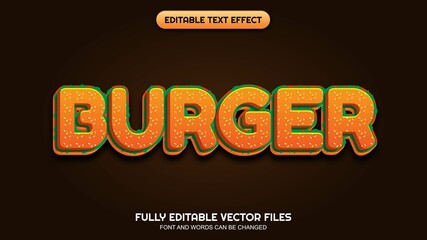 3d editable text burger themed