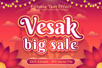 Vesak Big Sale Editable Text Effect 3 Dimension Emboss Cartoon Style