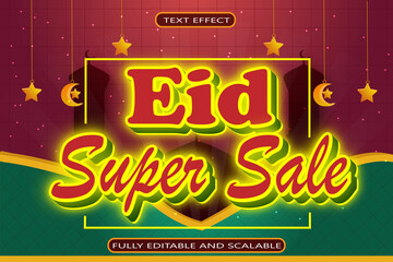 Eid Super Sale Editable Text Effect 3 Dimension Emboss Modern Style