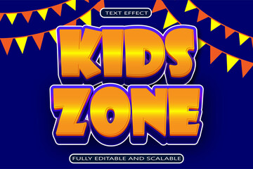 Kids Zone Editable Text Effect 3 Dimension Emboss Modern Style