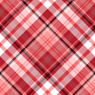 Seamless pattern in lovely red, warm pink, black and white colors for plaid, fabric, textile, clothes, tablecloth and other things. Vector image. 2