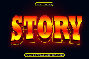 Story Editable Text Effect 3 Dimension Neon Style