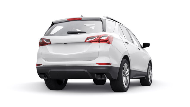 San Diego. USA. January 3, 2022. Chevrolet Equinox 2017. White mid-size city SUV for a family on a white background. 3d rendering.