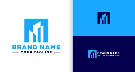 BUILDING LOGO NEGATIVE SPACE HIGH END MODERN EDITABLE
