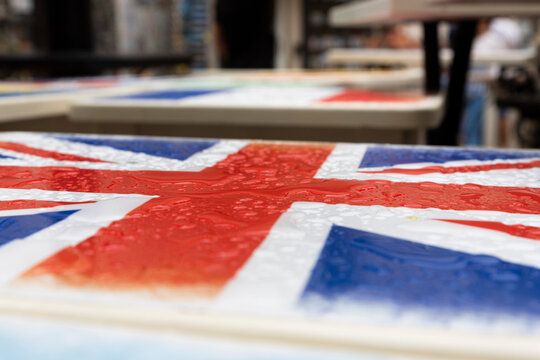 United Kingdom Flag (Union Jack) on the tables surface