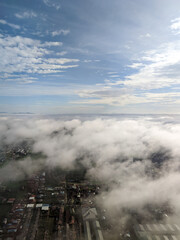 cloud view over land. view from airplane window.