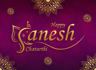 Happy festival of Ganesh Chaturthi with gold lord Ganesha illustration