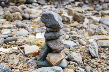 Fototapeta na wymiar Standing river stone arrangement background