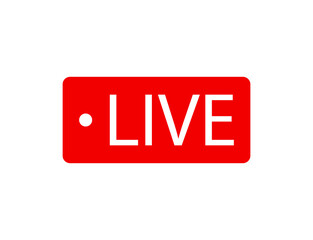 Live Stream sign. Red symbol, button of live streaming, broadcasting, online stream emblem.