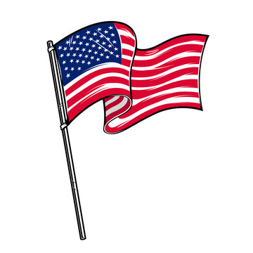 Illustration of american flag. Design element for poster, card, banner, sign, logo. Vector illustration