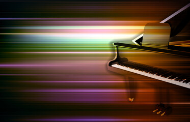 abstract dark blur music background with grand piano