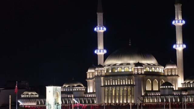 Taksim Mosque - Istanbul Turkey - Night (Shot from Taksim Square)
