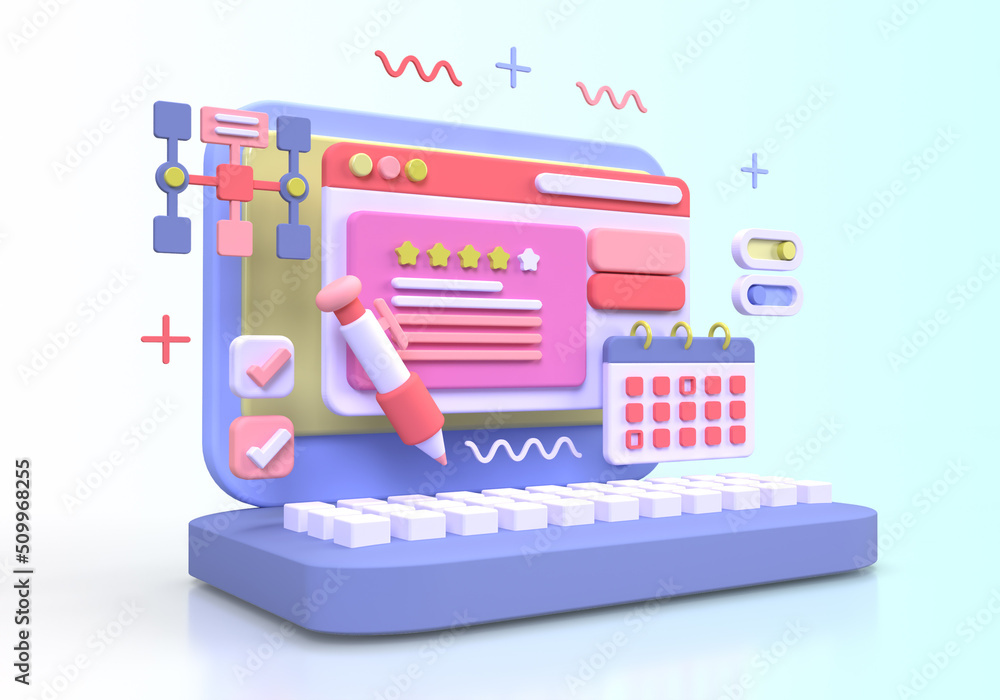 Wall mural web development for ui ux design concept illustration landing page template business idea background