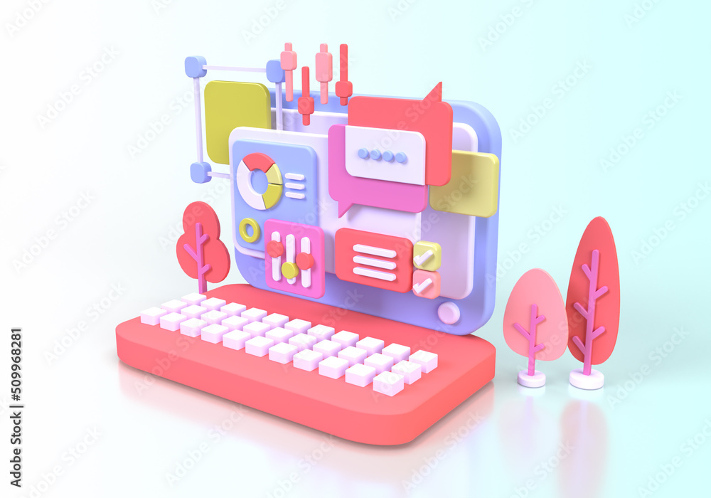 Wall mural web development for ui ux design concept illustration landing page template business idea background