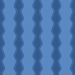Blue wavy stripes for wallpaper. Vector seamless and striped. Print for surfaces and design.
