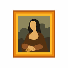 Еhe picture looks like Mona Lisa in Flat Style. Stylized Joconda vector illustration