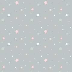 Seamless pattern with stars. Children draw stars. Doodle festive pattern with stars. Baby texture. Children's prints for textiles, clothing, wrapping paper. Vector illustration