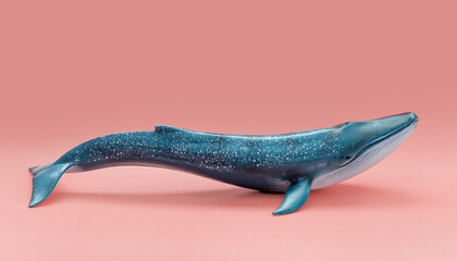 The whale is viewed from the side on a pink background. Coral © Алексей Ромадов