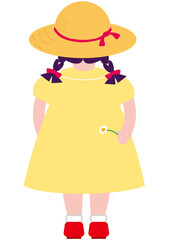 一輪の花を持った女の子後ろ姿
