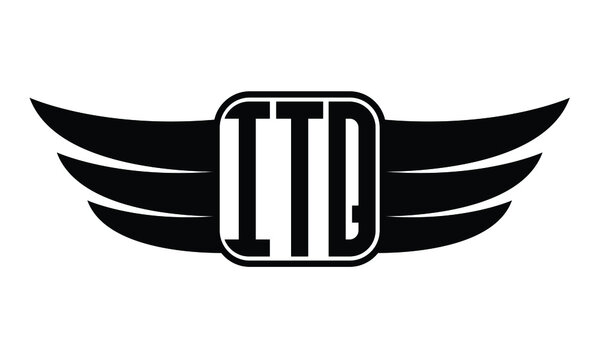 ITQ three Letter Wings Flying Initial wing symbol minimalist creative concept flag icon professional logo design Vector template