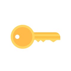 Golden key cartoon illustration icon, security and encryption