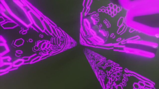 Dynamic backdrop. Motion Optical illusory geometric perspective seamless loop. VJ motion graphics. Abstract 3D render animation futuristic background. 