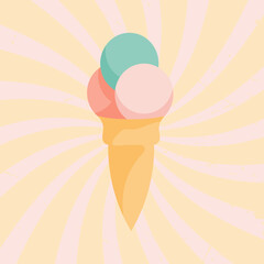 Ice cream cone in retro style. Vector illustration