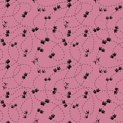 Animals footprints seamless dinosaur pattern for textiles and packaging and linens and gifts and wrapping paper and kids