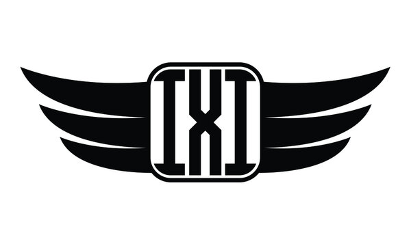IXI three Letter Wings Flying Initial wing symbol minimalist creative concept flag icon professional logo design Vector template