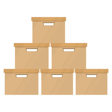 stacked cardboard boxes, brown, storage