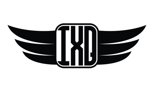 IXQ three Letter Wings Flying Initial wing symbol minimalist creative concept flag icon professional logo design Vector template