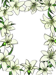 Vector card template with beautiful lilies