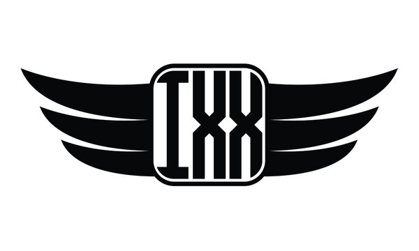 IXX three Letter Wings Flying Initial wing symbol minimalist creative concept flag icon professional logo design Vector template