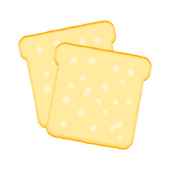 White toast bread slices for sandwich isolated on white background. Vector