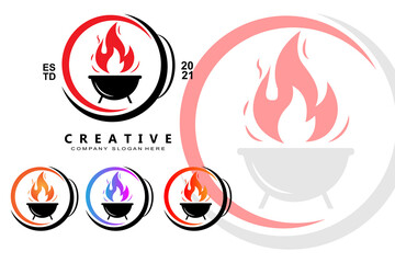 Barbeque Logo Design, roast beef illustration, grill icon
