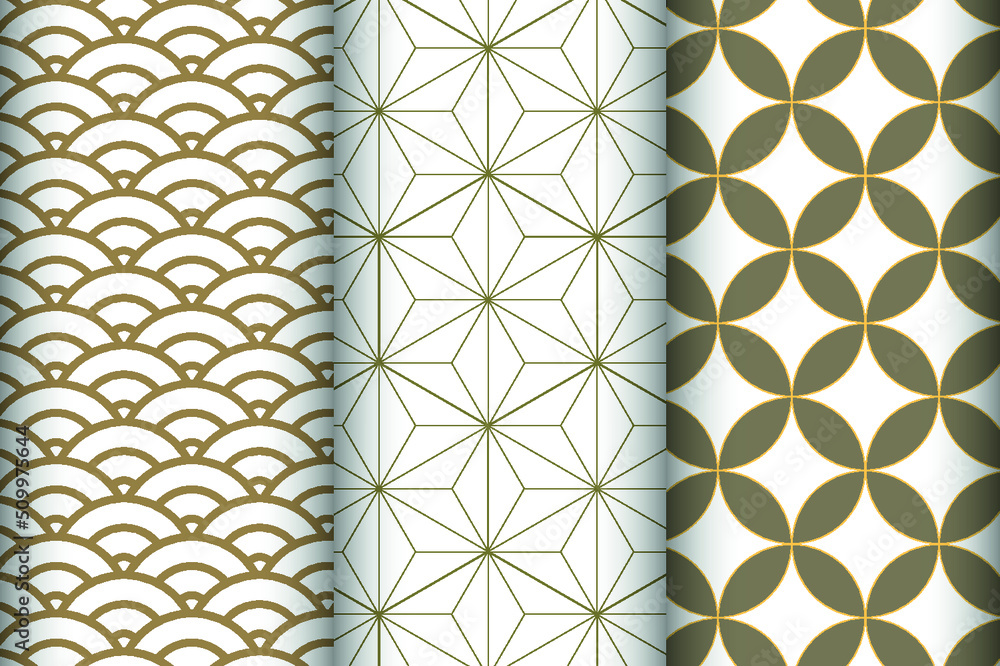 Aufkleber set of 3 vector ornamental seamless patterns. collection of geometric patterns in the oriental style