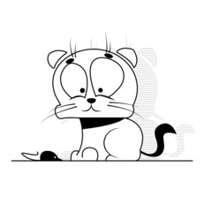 sitting cat with a toy mouse