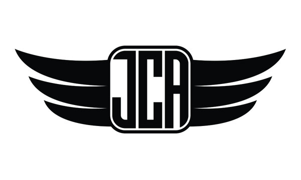 JCA three Letter Wings Flying Initial wing symbol minimalist creative concept flag icon professional logo design Vector template