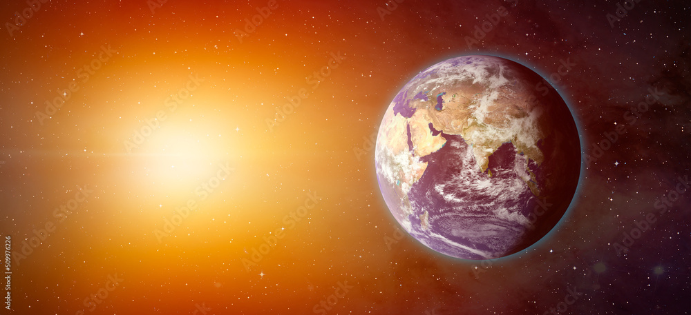 Poster planet earth with a spectacular sunset 