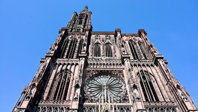 Strasbourg, France: Cathedral of Our Lady of Strasbourg or Cathédrale Notre-Dame de Strasbourg.  Strasbourg Minster is catholic cathedral in city centre. 
