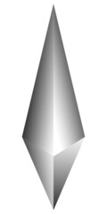 single diamond shape or object with gray colour and gradient light