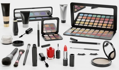 Realistic 3D Render of Cosmetics Collection