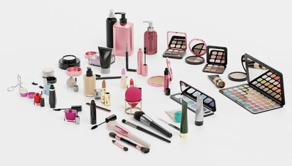 Realistic 3D Render of Cosmetics Collection
