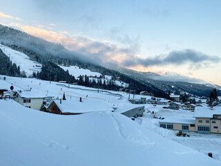 Winter Landscape on a beautiful day in Churwalden, Switzerland