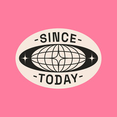 Universal Trendy Simple Geometric Badge Template with Shapes, Text