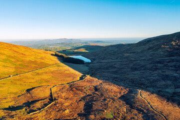 Fototapeta na wymiar Aerial view of winter morning in Mourne Mountains area, Northern Ireland