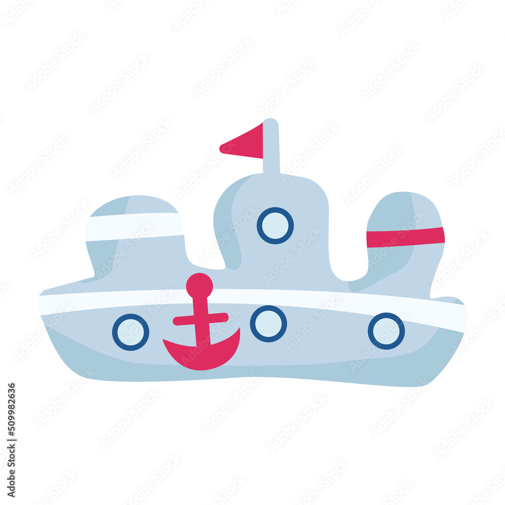 Aufkleber toy ship semi flat color vector object. full sized item on white. beach activities. plaything for wa
