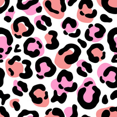 Modern leopard color, fur, vector seamless pattern in the style of doodles, hand-drawn