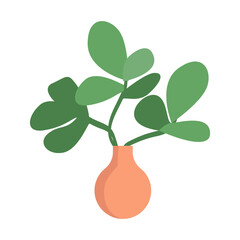 Beautiful plant in vase semi flat color vector object. Full sized item on white. Arrangement and interior. Home decoration simple cartoon style illustration for web graphic design and animation