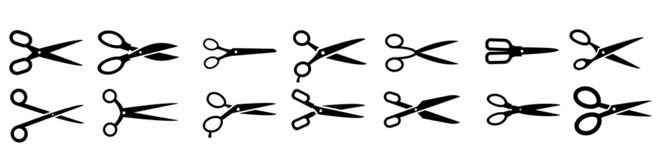 Scissors vector icon set. barber illustration sign collection. - obrazy, fototapety, plakaty